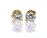 Diamond Stud Earrings 1.41 CT Natural Round Cut 14k Yellow Gold GIA Certified
