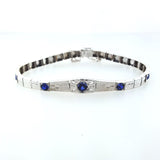 Bracelet Antique Vintage 18K White Gold 1.30CTNatural  Blue Sapphires Art Deco