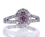 1.39 CT Natural Fancy Purplish Pink Color Diamond Ring GIA Certified Oval Cut