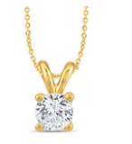 Diamond Pendant 0.40 CT 18" Necklace Women's Round G Color SI1 14k Yellow Gold