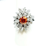 3.66 CT GIA Certified Natural Rare Fancy ORANGE Round Mix Cut Diamond Ring