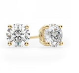 1.5 CT VVS2 Diamond Studs Earrings Yellow Gold Screw Back Natural Round Cut GIA
