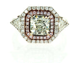 3CT Rare Natural Fancy GREEN PINK Color 18K Gold Diamond Ring GIA Certified
