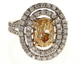 3 CT Natural Fancy Yellow Color VS1 Diamond Ring GIA Certified Oval Cut 18k Gold