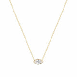 0.75 CTW Marquise Cut 14k White Gold Floating Solitaire Evil Eye Pendant 18"
