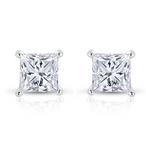 3/4 Diamond Earrings Princess cut Solitaire 14k White Gold Natural GIA Certified