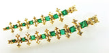 Diamond and Green Emerald Drop Earrings Certified 22k Yellow Gold 4.60 Carat
