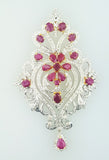 4 CT Necklace Natural Red Ruby Diamond Pendant and Earrings 14K Gold Guinness
