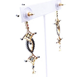 Diamond Drop Earrings 2.70 CTW Ladies 14k Yellow Gold Multi Color Gemstone