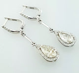 2.87 CT Diamond Earrings 14k White Gold Natural Pear Cut Drop Dangle H/I1