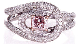 GIA Certified Natural Brilliant FANCY PINK Radiant Diamond Ring 1.50 CT 18K Gold