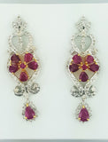 4 CT Necklace Natural Red Ruby Diamond Pendant and Earrings 14K Gold Guinness