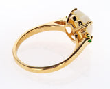 Opal Stone Heart and Emerald Engagement Ring 14K Yellow Gold Ring Retail $2,000