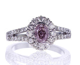 1.39 CT Natural Fancy Purplish Pink Color Diamond Ring GIA Certified Oval Cut