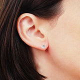 0.68 CTW Diamond Studs Earrings14k White Gold Push Back Natural Round Cut 4.5MM