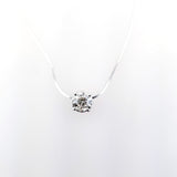 1.45 CT H/SI1 Solitaire Floating Pendant Round Cut Solid Platinum necklace 16'