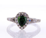 1.36 CT Fancy Green Color Diamond Engagement Ring GIA Certified Natural Pear Cut
