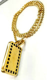 Gold Bar 14K Yellow Gold Princess Cut Diamonds Tag Pendant Necklace 14.50 CTW