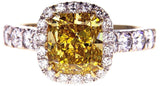 4CT Fancy Intense Yellow Color Diamond Engagement Ring GIA Certified Cushion Cut