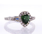 1.36 CT Fancy Green Color Diamond Engagement Ring GIA Certified Natural Pear Cut