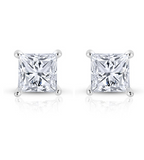 1CT H/VVS2 Studs Earrings Natural Diamond Certified 14k White Gold Princess Cut