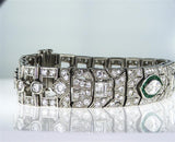 Natural Vintage Platinum Art Deco Diamond and Emerald Antique Bracelet 8.50 CT
