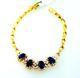 4 TCW Tennis Bracelet Natural Blue Sapphires and Diamond 18K Yellow Gold Classic