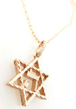 14k Rose Gold Star of David Hebrew Necklace 0.32 CT Real Diamonds 18" Inch