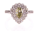 GIA Certified Natural Fancy Color Pear Cut Chameleon Color Diamond Ring 1.51CTW