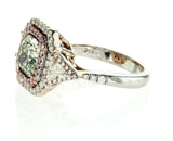 3 CT Rare Natural Fancy GREEN PINK Color Diamond Engagement Ring GIA Certified