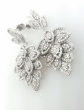 Diamond Earrings 18k White Gold Natural Round Cut Drop Leaf Dangle 5 CT H SI2