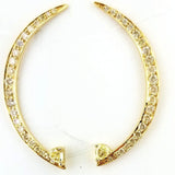 Natural White and Yellow Diamond Crescent Moon Earrings 0.70 CT 22k Yellow Gold