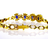 4 TCW Tennis Bracelet Natural Blue Sapphires and Diamond 18K Yellow Gold Classic