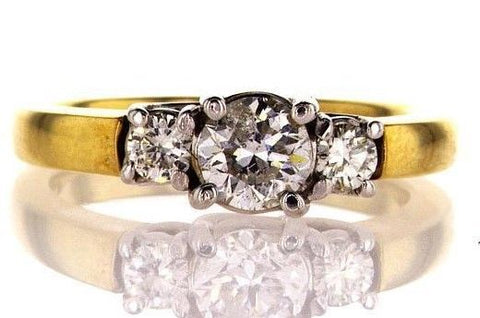 0.94CT F/I1 Diamond Engagement Ring 14K Gold Natural Round Cut Brilliant Size 6