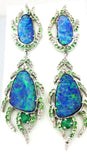 Diamond, Emerald, Peridot and Opal Drop Earrings 22k Gold Certified 8.35 Carats