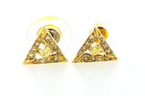 Natural Light Yellow Diamond Triangle Earrings 1.10 CT Certified 22k Yellow Gold