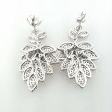 Diamond Earrings 18k White Gold Natural Round Cut Drop Leaf Dangle 5 CT H SI2