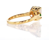 Opal Stone Heart and Emerald Engagement Ring 14K Yellow Gold Ring Retail $2,000