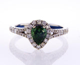 1.36 CT Fancy Green Color Diamond Engagement Ring GIA Certified Natural Pear Cut
