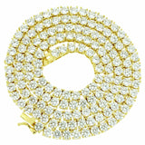 11 CT G-H SI1 14k Yellow Gold Natural Diamond Tennis Necklace Certified 4.75MM