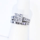 2.50 CT14K White Gold Natural Princess Cut Diamond Engagement Ring SET $6,000