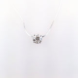 1.45 CT H/SI1 Solitaire Floating Pendant Round Cut Solid Platinum necklace 16'