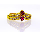 1/2 CTW 14k Yellow Gold Vintage Women's Natural Red Ruby and Diamond Ring