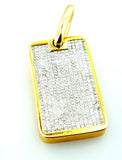Gold Bar 14K Yellow Gold Princess Cut Diamonds Tag Pendant Necklace 14.50 CTW