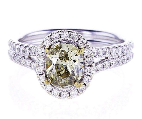 1 CT Natural Fancy Yellow Color Diamond Ring 18K Gold SI2 GIA Certified Oval Cut