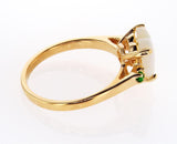 Opal Stone Heart and Emerald Engagement Ring 14K Yellow Gold Ring Retail $2,000