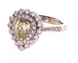 GIA Certified Natural Fancy Color Pear Cut Chameleon Color Diamond Ring 1.51CTW
