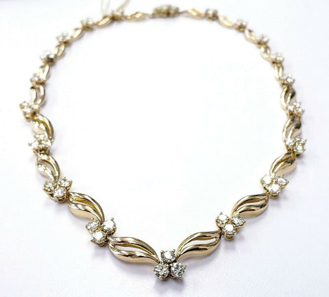Ladies Chain Genuine Diamond Necklaces 7 CT Natural 14K Yellow Gold 16"