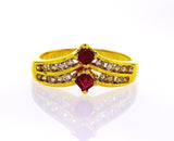 1/2 CTW 14k Yellow Gold Vintage Women's Natural Red Ruby and Diamond Ring