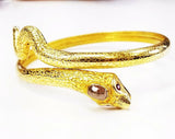 Diamond Bracelet Gold Serpent with Ruby Eyes Rare Vintage Estate 18k Solid Gold